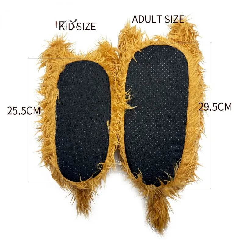 Fluffy Highland Cow Plush Slippers | Warm Indoor Animal Slides for Women & Men