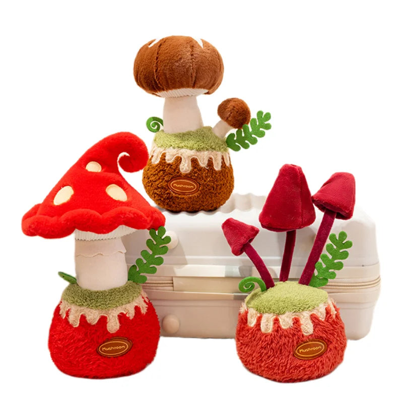 Red & Rose Mushroom Plush Doll | Kawaii Stuffed Mushroom Toy, 8\" | 20 cm