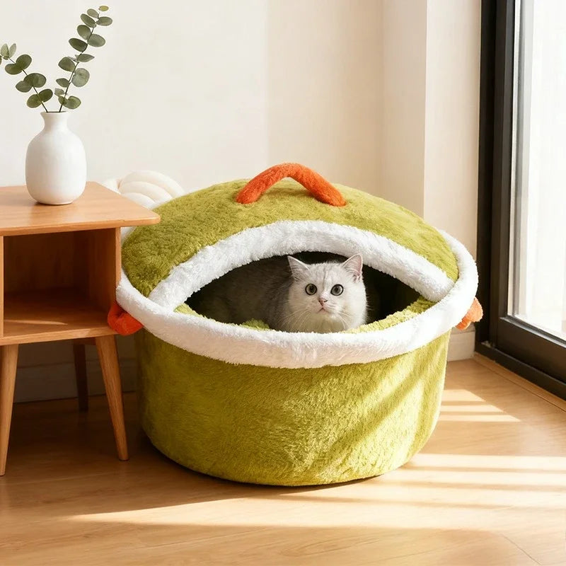 Cooking Pot Pet Bed 🍲 | Cozy Plush Bed for Cats and Small Dogs - Four Colors