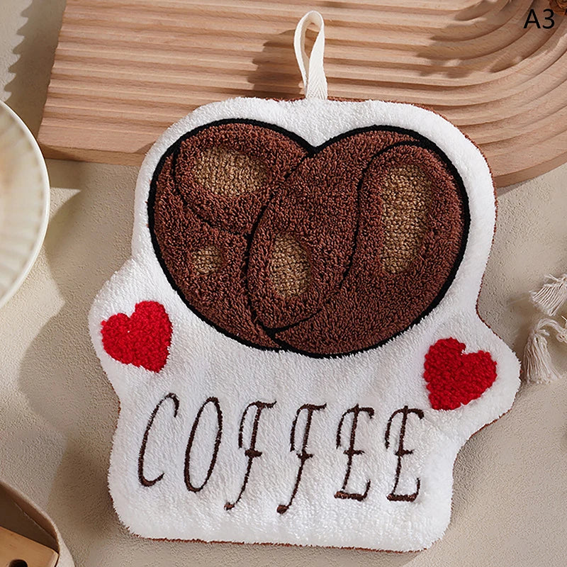Cartoon Animal Hanging Hand Towel | Soft Absorbent Bathroom & Kitchen Cloth