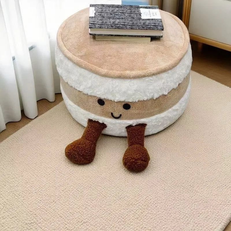 Bread Loaf Footstool | Cute Plush Ottoman for Living Room