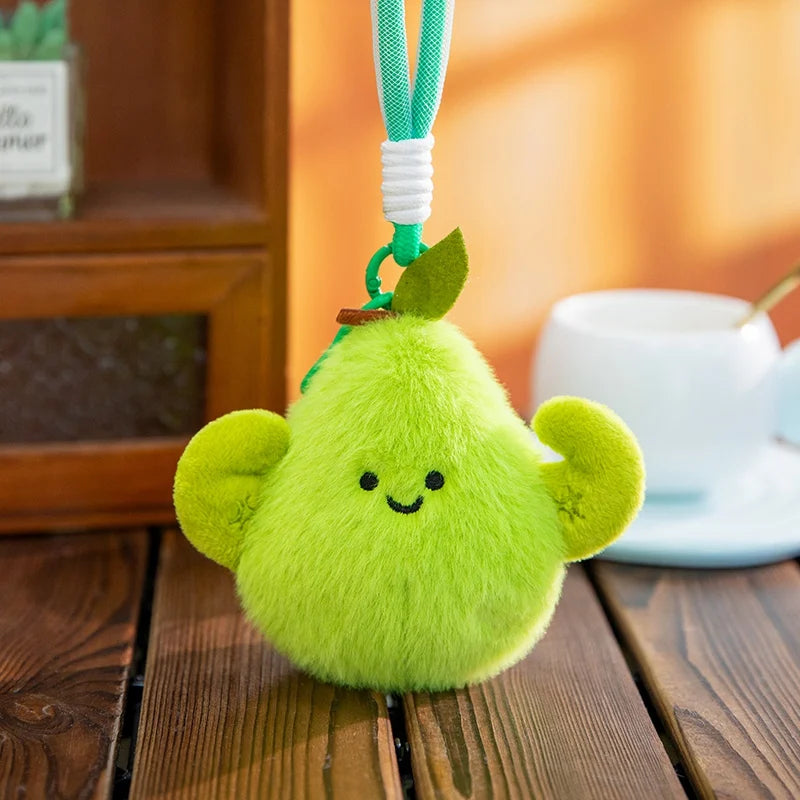 Mini Fruit Plush Keychain Set | Pear, Avocado, Pineapple, Lemon & Banana Pendants, 5\" | 12 cm
