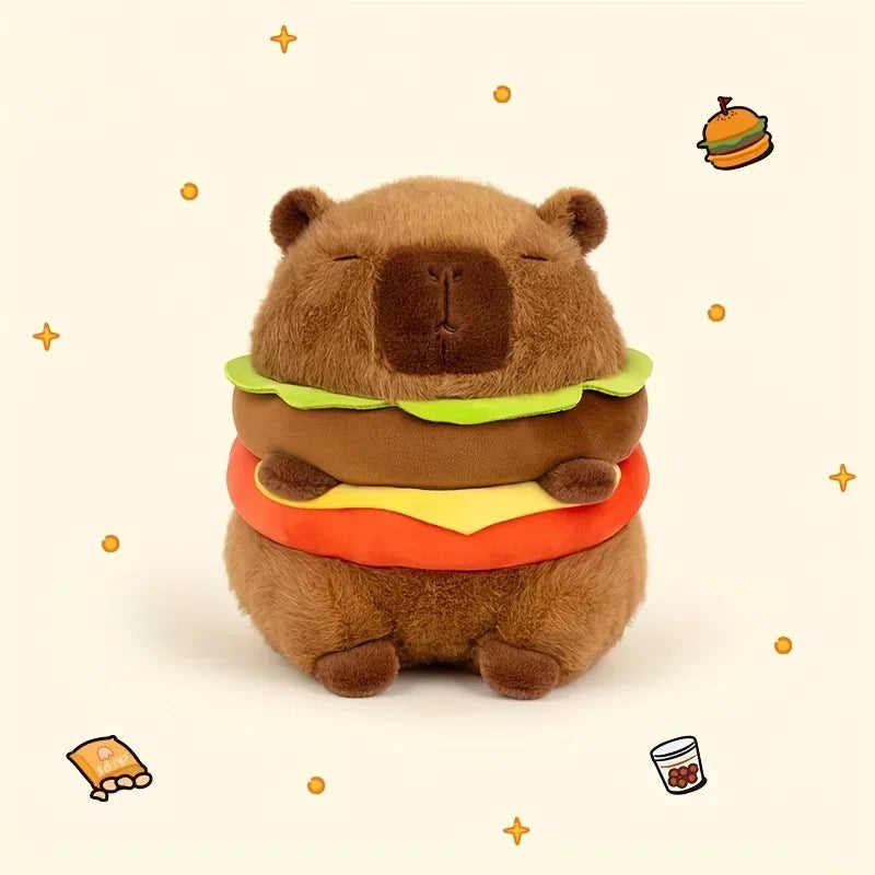 Capybara Hamburger Plushie – Stuffed Animal Toy - 20 cm / 8"