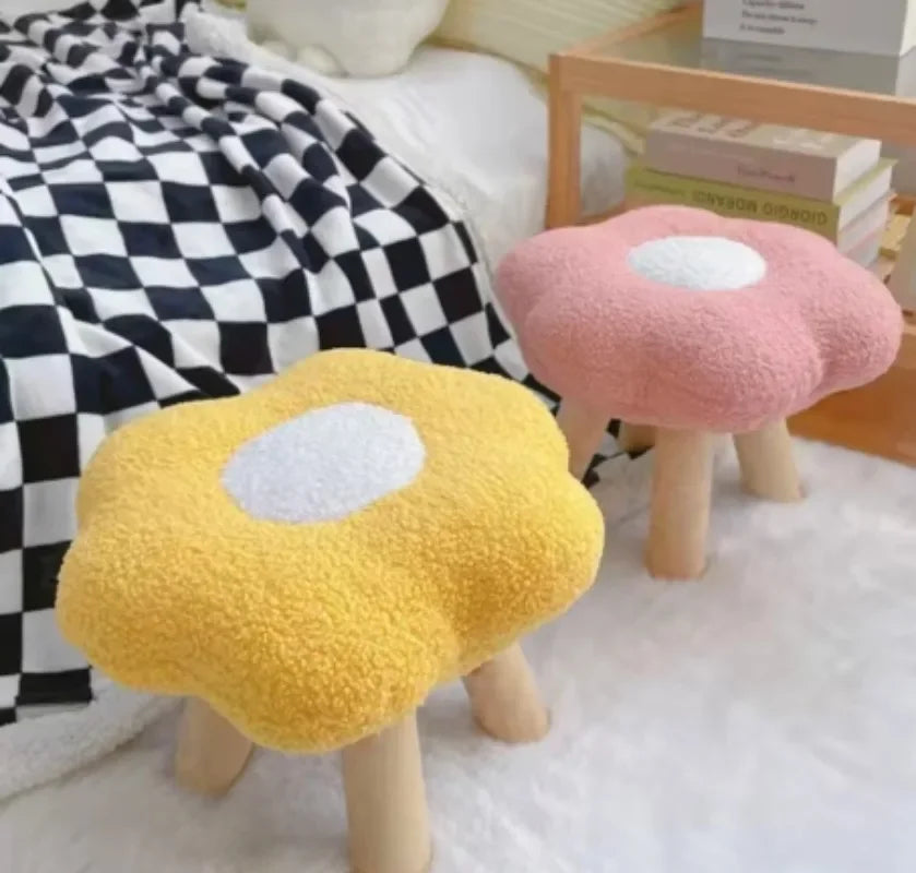 Plush Flower Stool – Three Colors - Cute, Comfy, and Functional