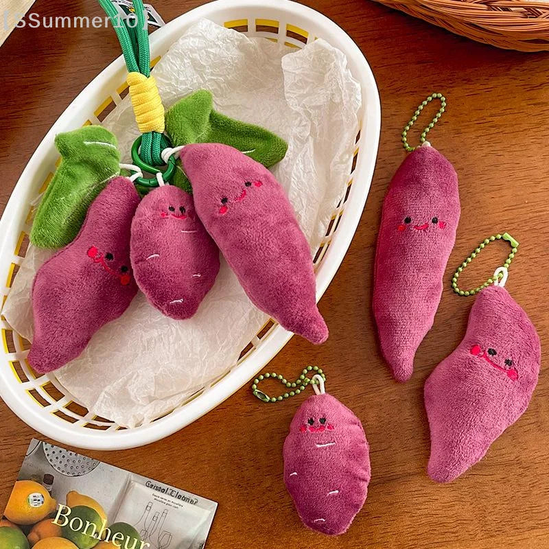 Kawaii Purple Sweet Potato Plush Keychain | Cute Stuffed Vegetable Pendant