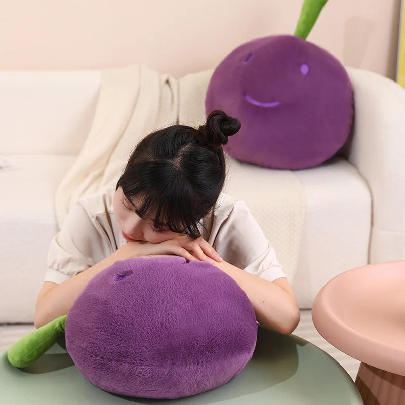 Grape Cluster Plush Toy | Cute Stuffed Fruit Plushie | soft stuffed plushie | back view