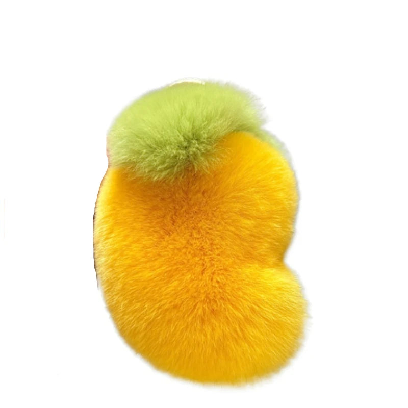 Mango Car Keychain – Real Fur Plush Otter Rabbit Pendant