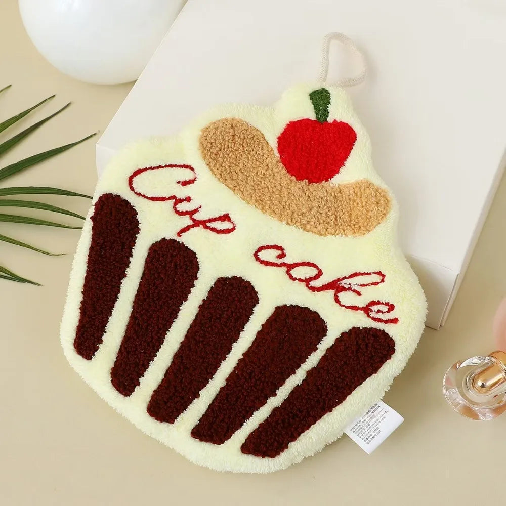 Cute Cake Hand Towel | Food-Themed Absorbent Kitchen Towel