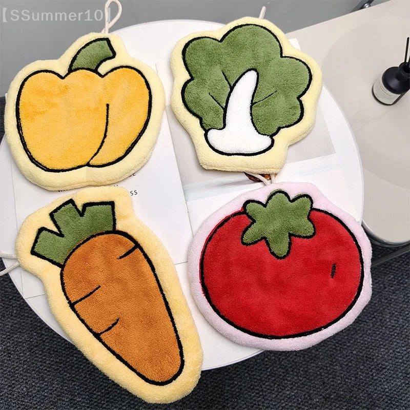 Vegetables Design Hand Towel | Cute Food-Print Absorbent Kitchen Towel