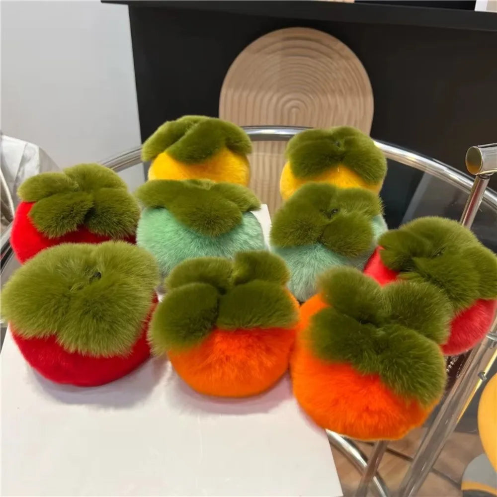 Persimmon Keychain Plush | Cute Mini Fruit Charm Toy