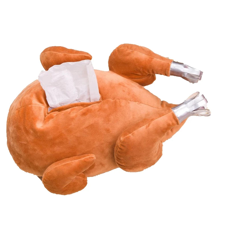 Dispensador de pañuelos de pavo asado de peluche