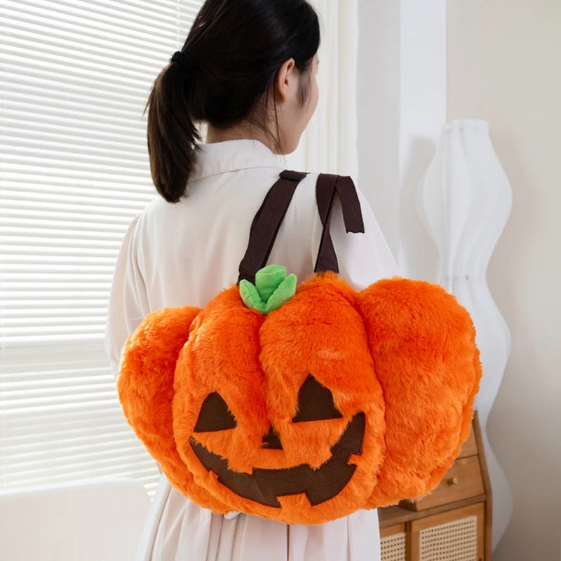 Halloween Pumpkin Plush Trick-or-Treat Bag | Spooky Tote for Kids