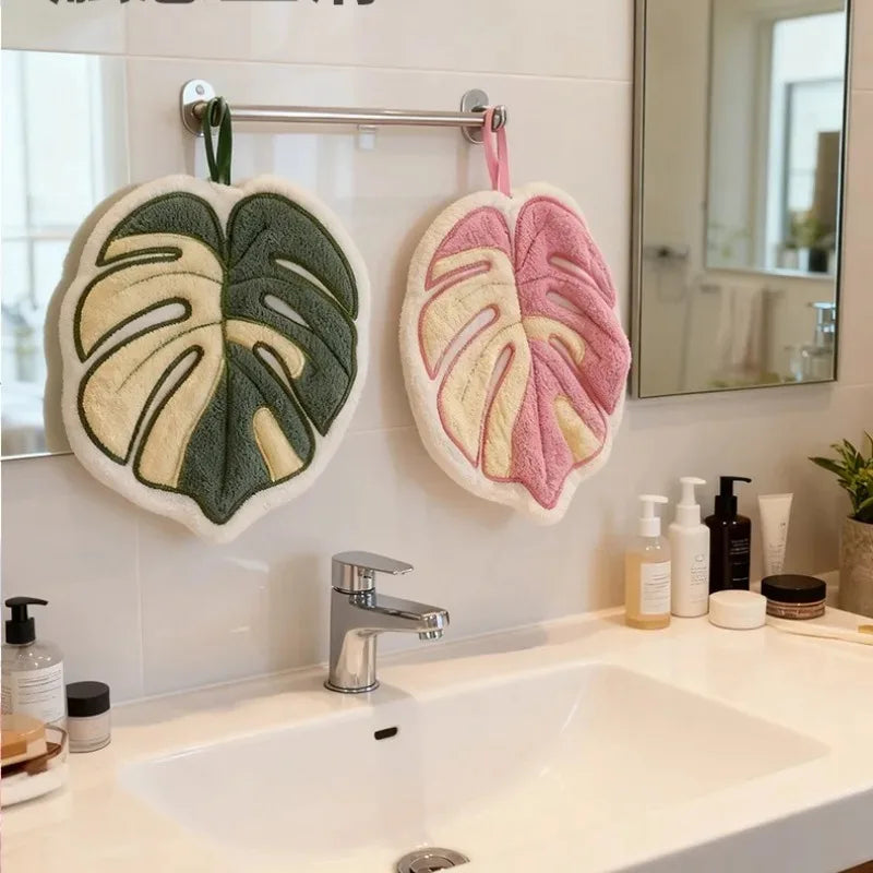 Pink & Green Plant Handkerchief | Cute Floral Print Absorbent Towel