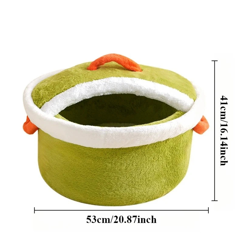 Cooking Pot Pet Bed 🍲 | Cozy Plush Bed for Cats and Small Dogs - Four Colors