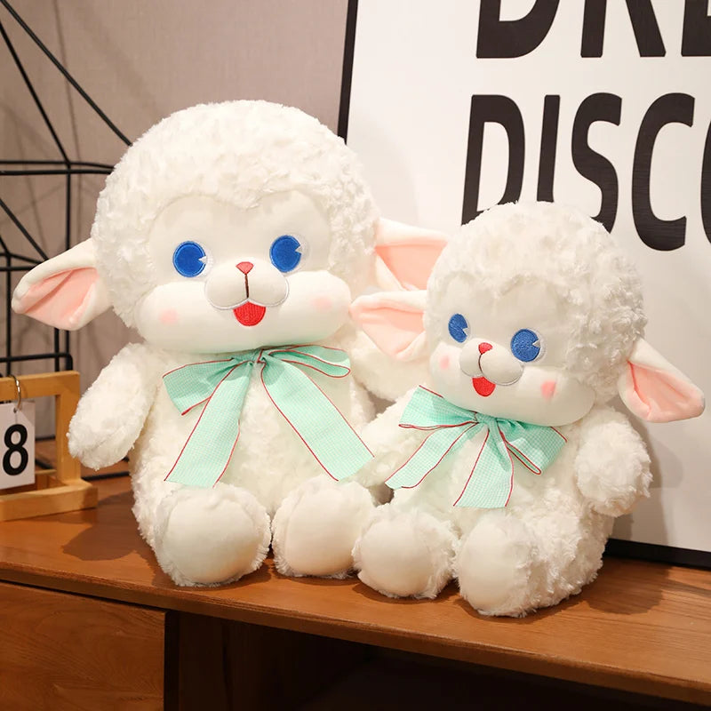 White Lamb Plushie with Bow, 8" |20 cm