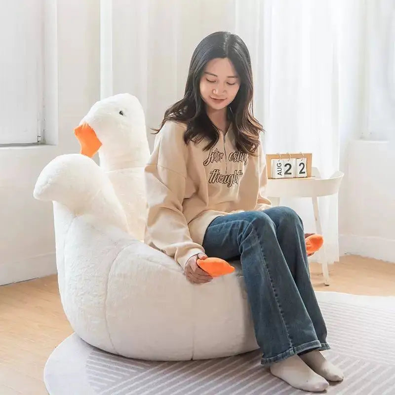 Large White Goose Plushie Chair, 26-33" | 65-85 cm