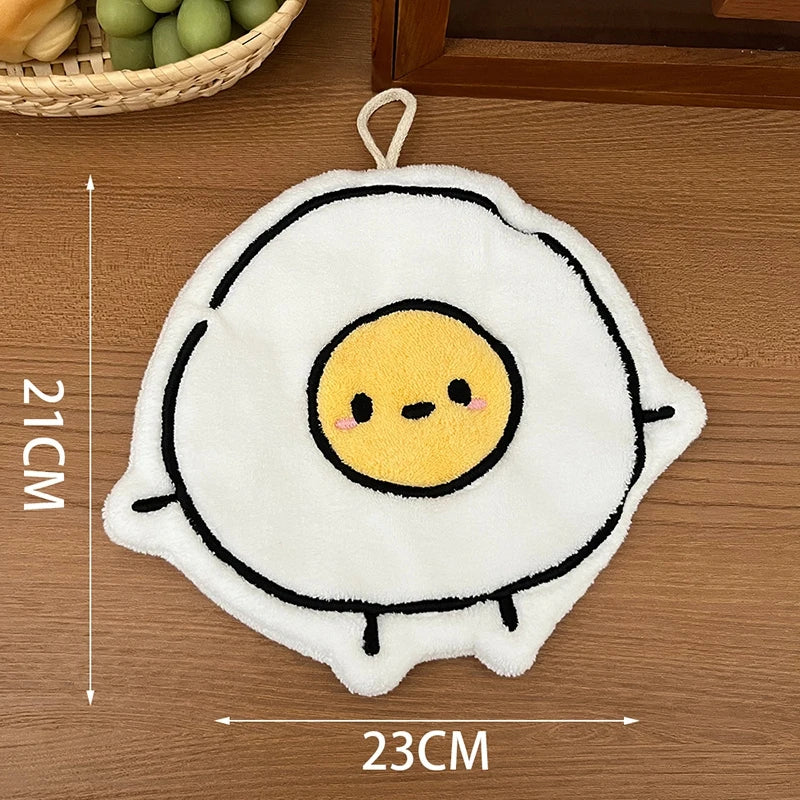Kawaii Cartoon Absorbent Hand Towel | Cute Character Kitchen Towel