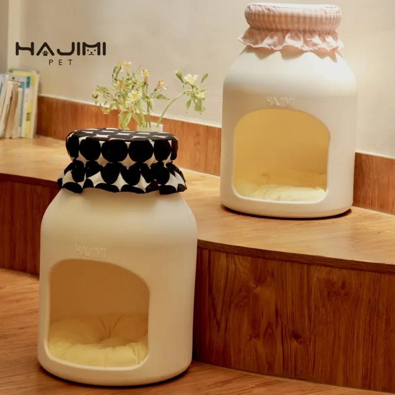 Baby Bottle Pet House & Stool | Food-Themed Cat & Dog Nest with Seat