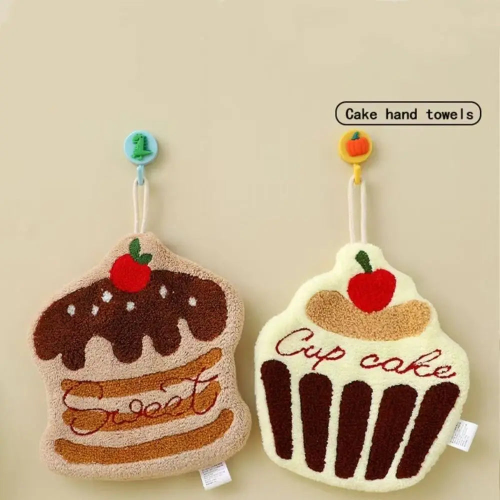 Cute Cake Hand Towel | Food-Themed Absorbent Kitchen Towel