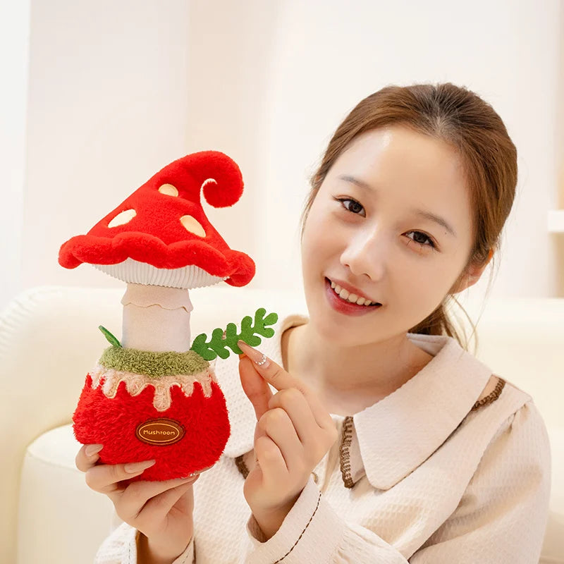 Red & Rose Mushroom Plush Doll | Kawaii Stuffed Mushroom Toy, 8\" | 20 cm