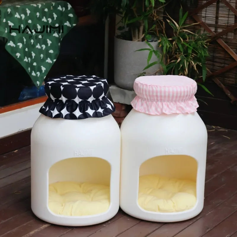 Baby Bottle Pet House & Stool | Food-Themed Cat & Dog Nest with Seat