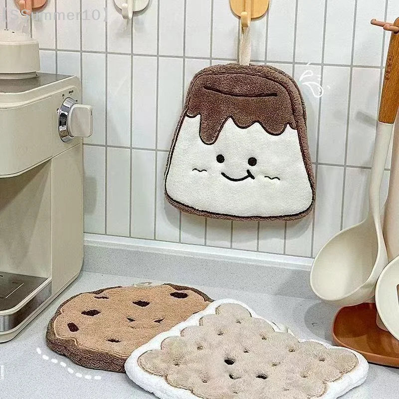 Cartoon Cookies Hand Towel | Cute Food-Print Absorbent Kitchen Towel
