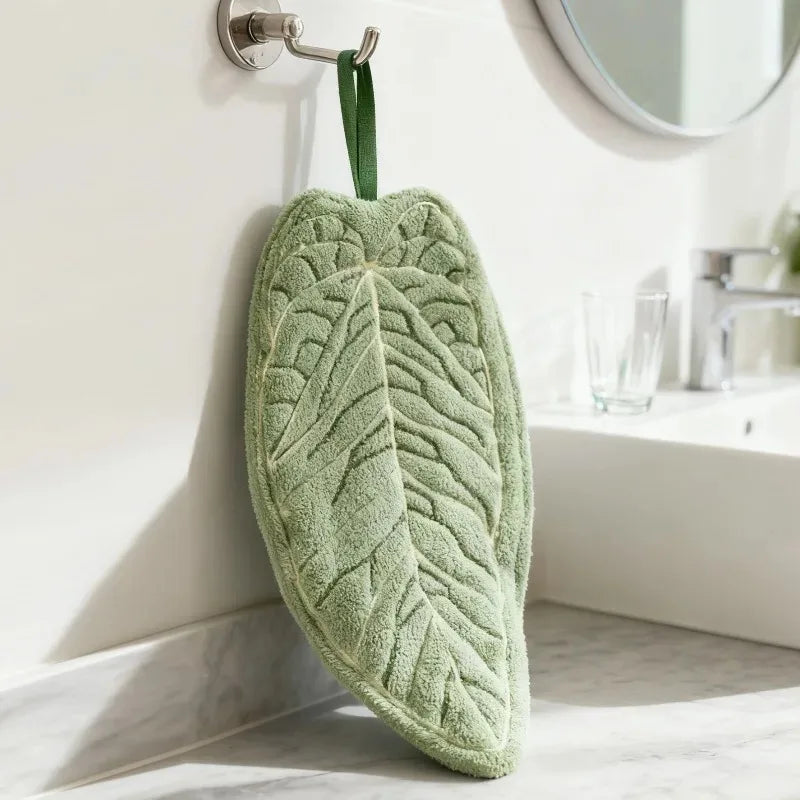 Plant-Shaped Hanging Handkerchief – Green & Pink Leaf Design