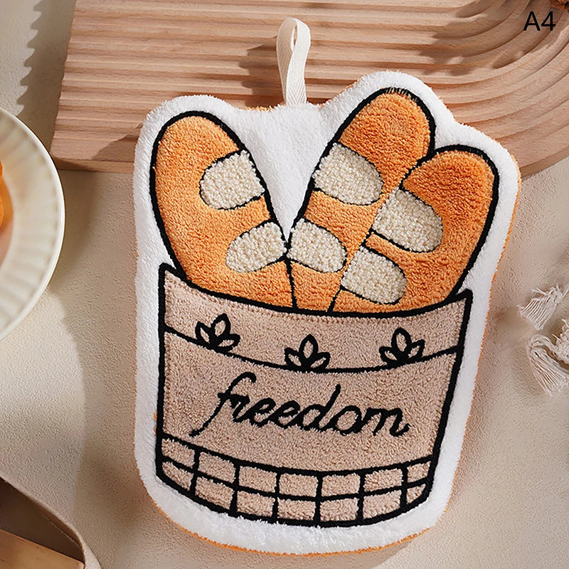 Cartoon Animal Hanging Hand Towel | Soft Absorbent Bathroom & Kitchen Cloth
