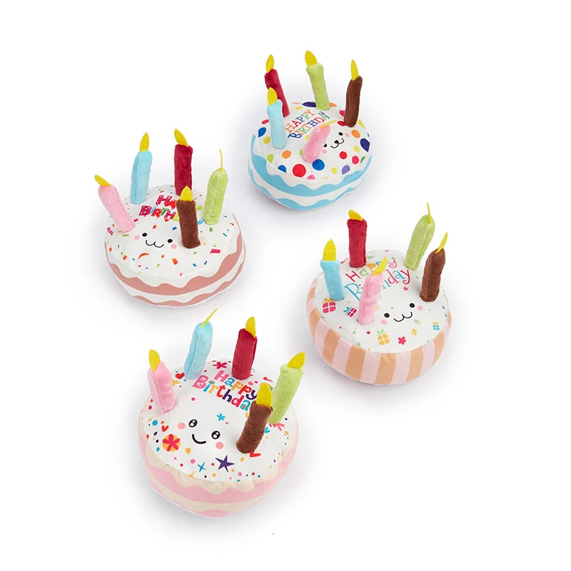 Birthday Cake Dog Chew Toy | Squeaky Molar Plush Pet Toy