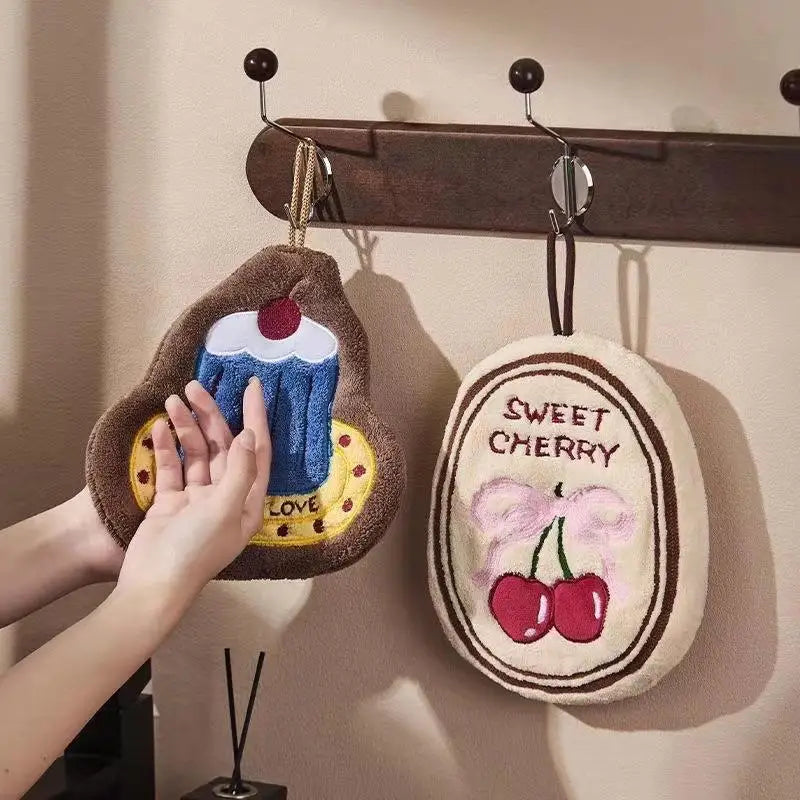Kitchen Design Absorbent Hand Towel | Food-Print Coral Fleece Towel