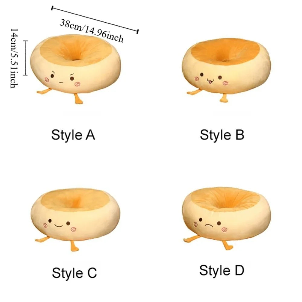 Cojín de Bagel Kawaii, 15" | 38 centímetros