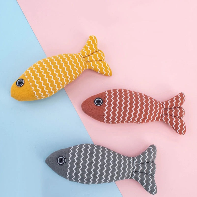 Plushie Fish Cat Catnip Toy, Three Colors, 7" | 19 cm