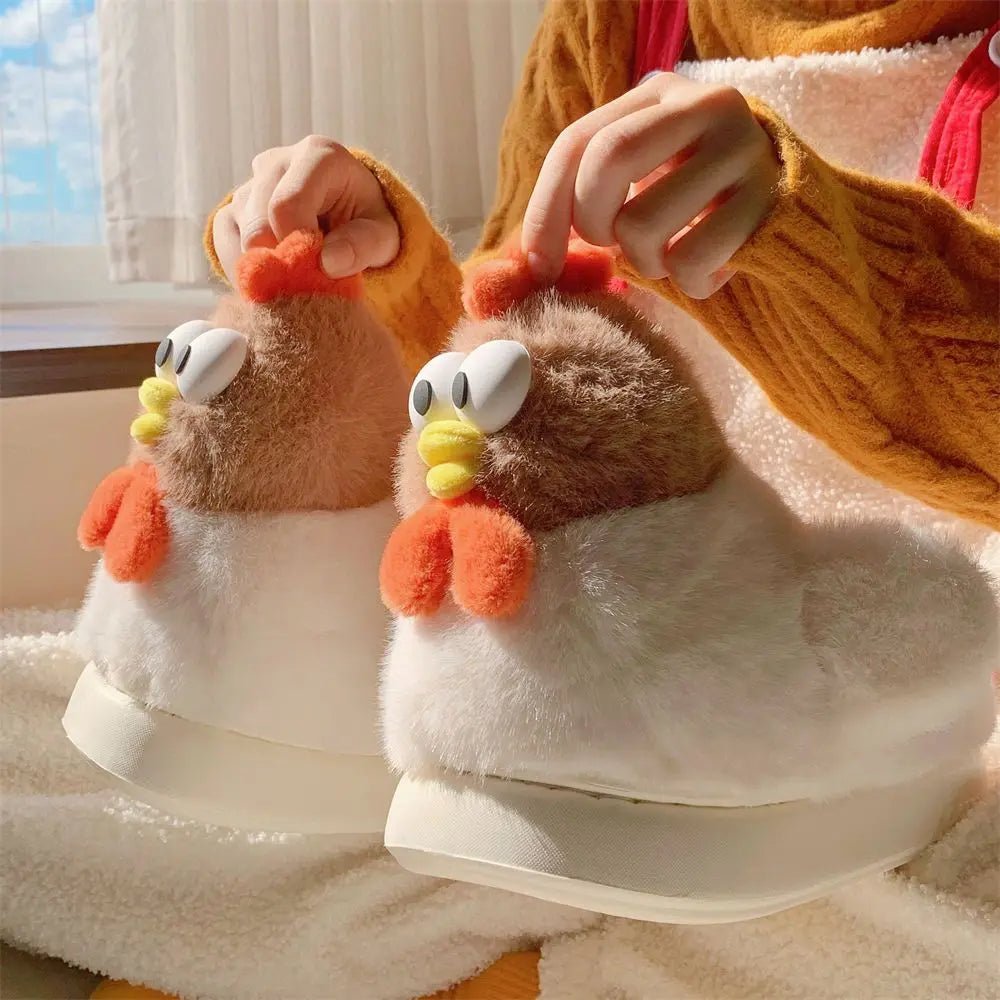 Cozy Hen Plush Slippers, US Men 4-6/ Women 5.5-7.5 plush toy – – – Image 5 | Plushie Produce