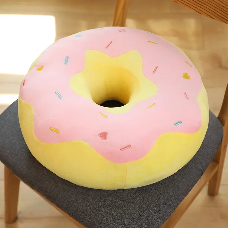 Donut Seat Cushion Plushie, Four Colors, 15" | 38 cm plush toy – – Yellow/Pink – Image 8 | Plushie Produce