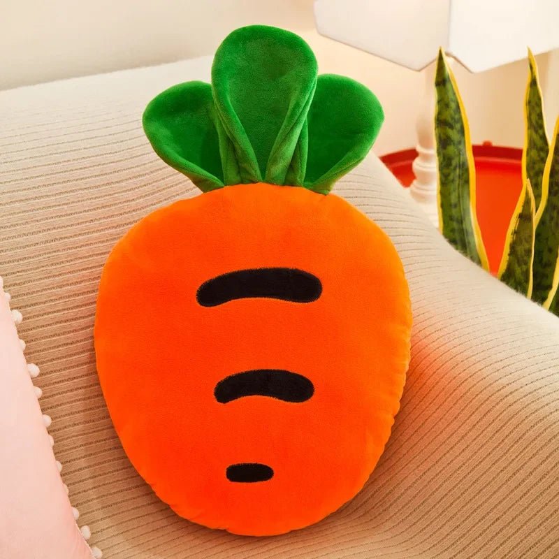 Plushie Fruit & Veggie Pillow Blanket Combo, 10 Pillow Designs plush toy – – Carrot/ Round – Image 14 | Plushie Produce