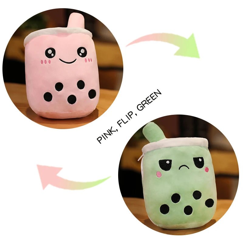 Plushie Reversible Boba Tea Toy, 6-10" | 15-25 cm plush toy – – B Pink to Green – Image 12 | Plushie Produce