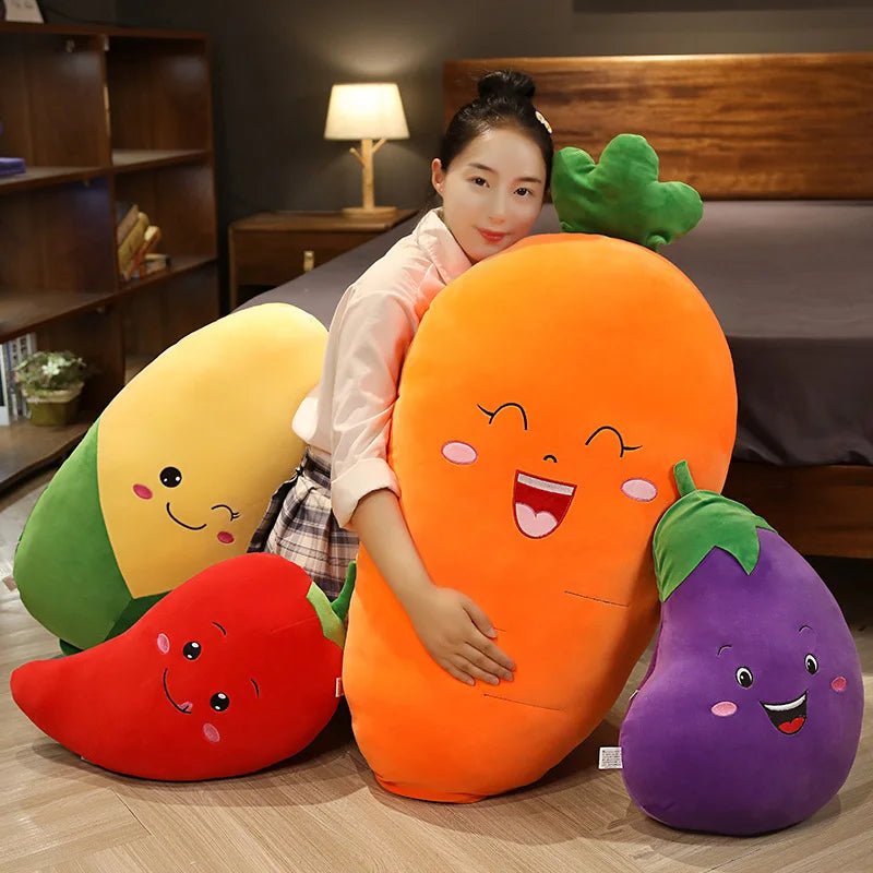 Smiling Vegetable Plush Toy, Four Veggies, 12-20" | 30-50 cm plush toy – – – Image 1 | Plushie Produce