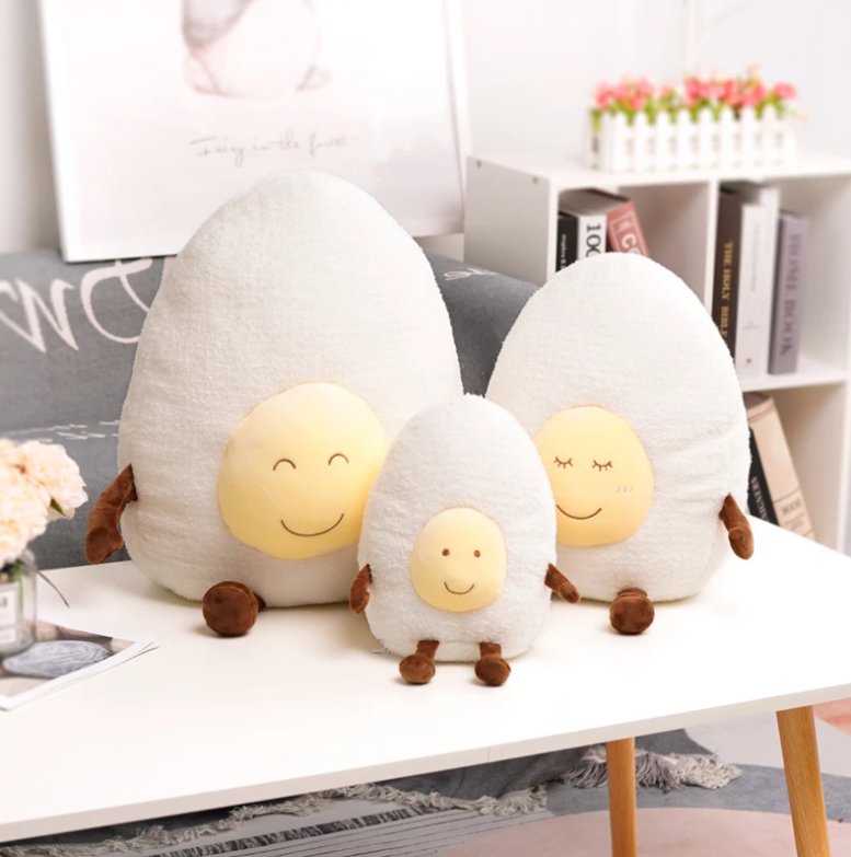 Hard-Boiled Egg Plush Toys, 12-22" | 30-55 cm plush toy – – All 3 eggs – Image 1 | Plushie Produce