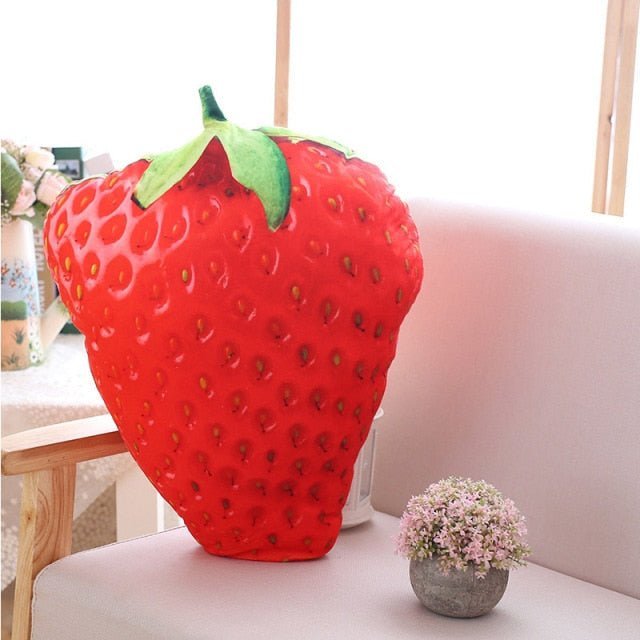 Plushie Realistic Fruit Throw Pillows, Six Fruits, 1.5-2.3' | 45-70cm plush toy – – Strawberry – Image 1 | Plushie Produce