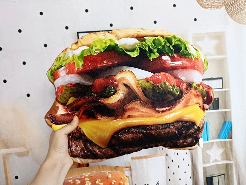 Realistic Hamburger Pillow Plushie with Blanket plush toy – – – Image 9 | Plushie Produce