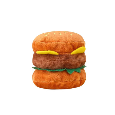 French Fries & Hamburger Plush Pet Toy Set | Food-Shaped Stuffed Dog Toys