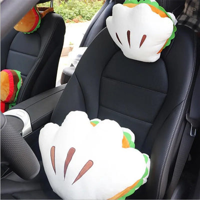 Hamburger Car Headrest & Waist Lumbar Pillow – Cute Cartoon Cushion