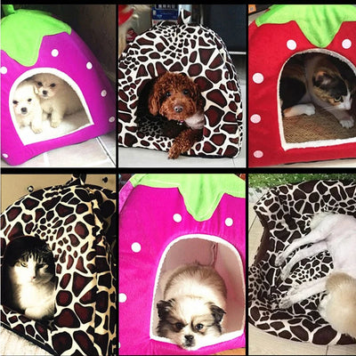 Cama de Peluche de Fresa – Un Refugio Acogedor para Mascotas Pequeñas