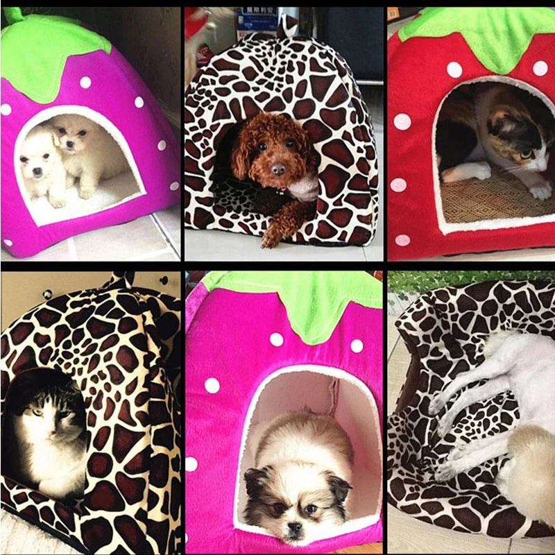 Cama de Peluche de Fresa – Un Refugio Acogedor para Mascotas Pequeñas