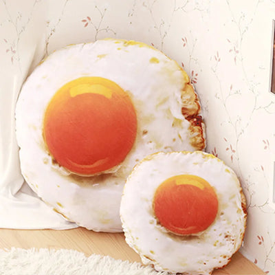 Coussin en forme d'œuf au plat réaliste en peluche, 15" | 38 cm