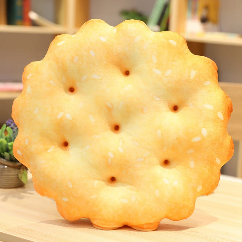 Simulation Biscuit Plush Seat Cushion, 15" | 38 cm – Soft Cookie Pillow