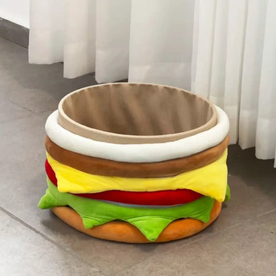 Hamburger Plush Storage Ottoman – Sit & Store, ~11" | 27 cm