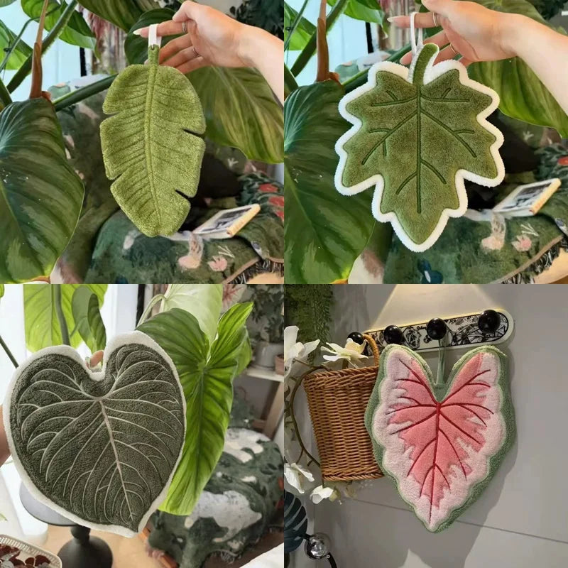 Leaf-Shaped Hand Towel – Hanging Kitchen Handkerchief