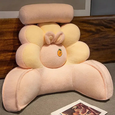 Floral Backrest Lumbar Pillow – Plush Knit Reading Support
