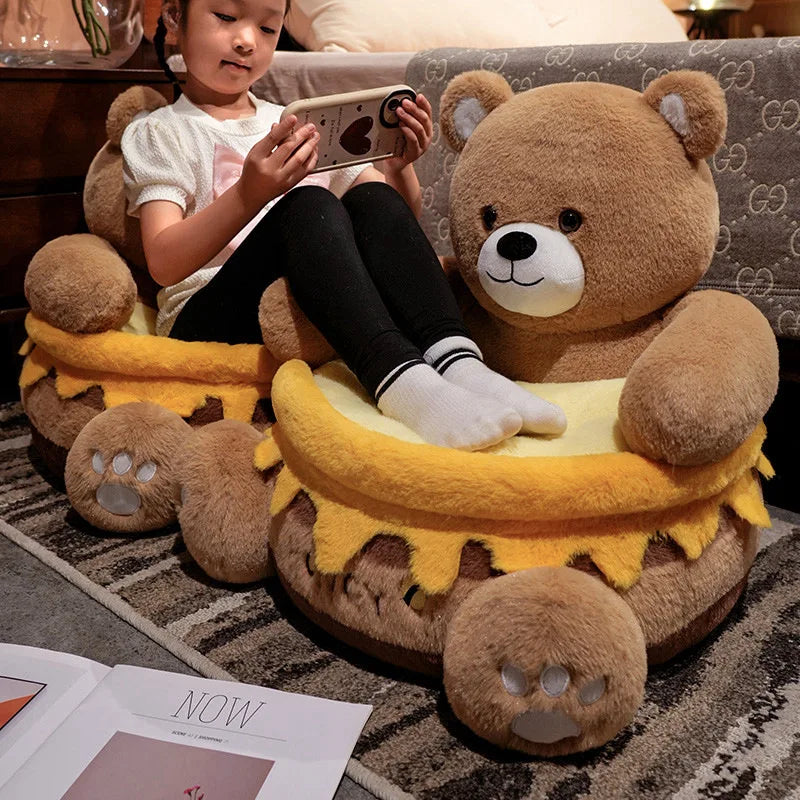 Fauteuil en peluche Honeypot Bear – Siège confortable et adorable pour les enfants !